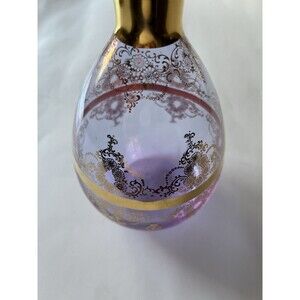 Vintage MURANO Italy 22K Gold Blown Alexandrite Neodymium Glass Decanter Signed